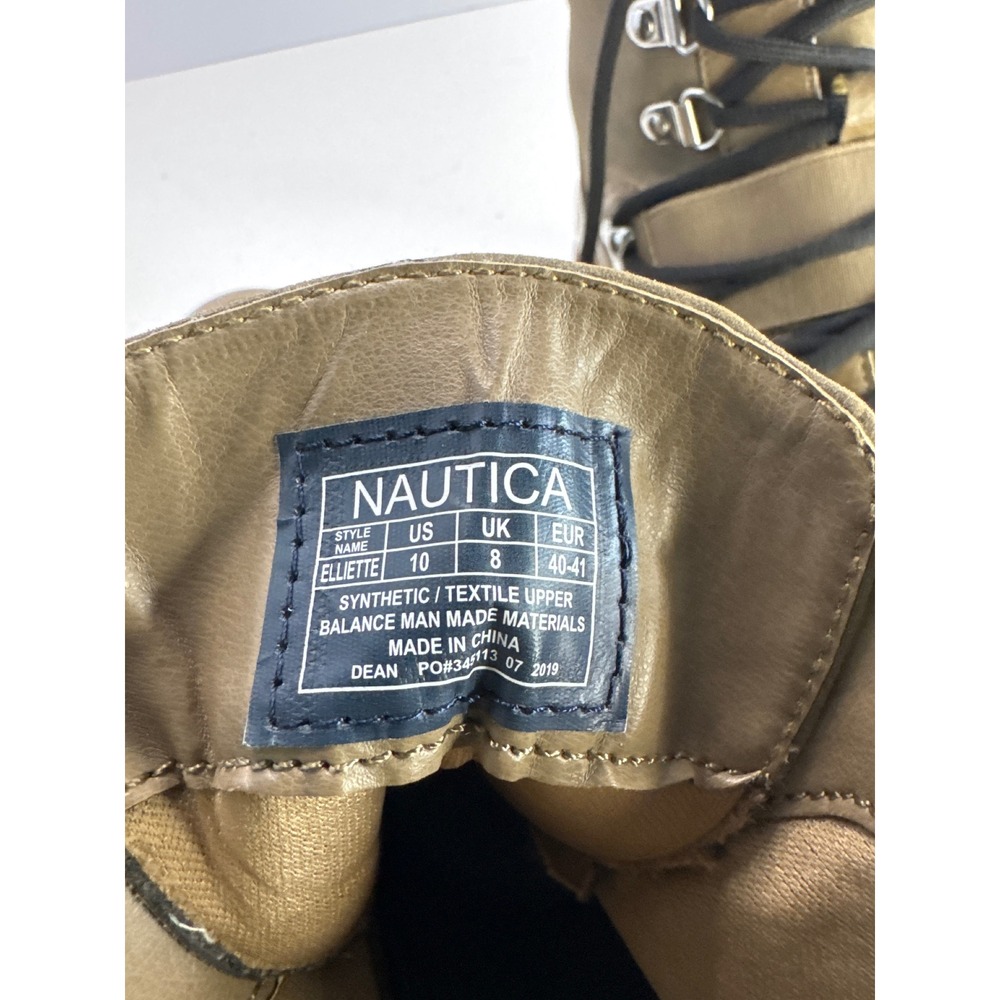 Nautica Elliette Mens Hiking Boots Tan Olive Ankle Lug Sole D-Ring Lace Up Sz 10 - Picture 6 of 8